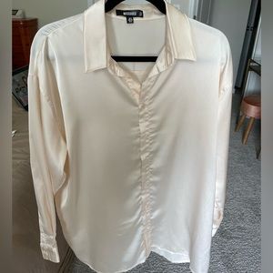 Oversized Cream Satin Blouse